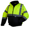 Pyramex Class 3 Hi Vis Lime Black Bottom Weatherproof Bomber Jacket Quilted Liner RJ3210 Front