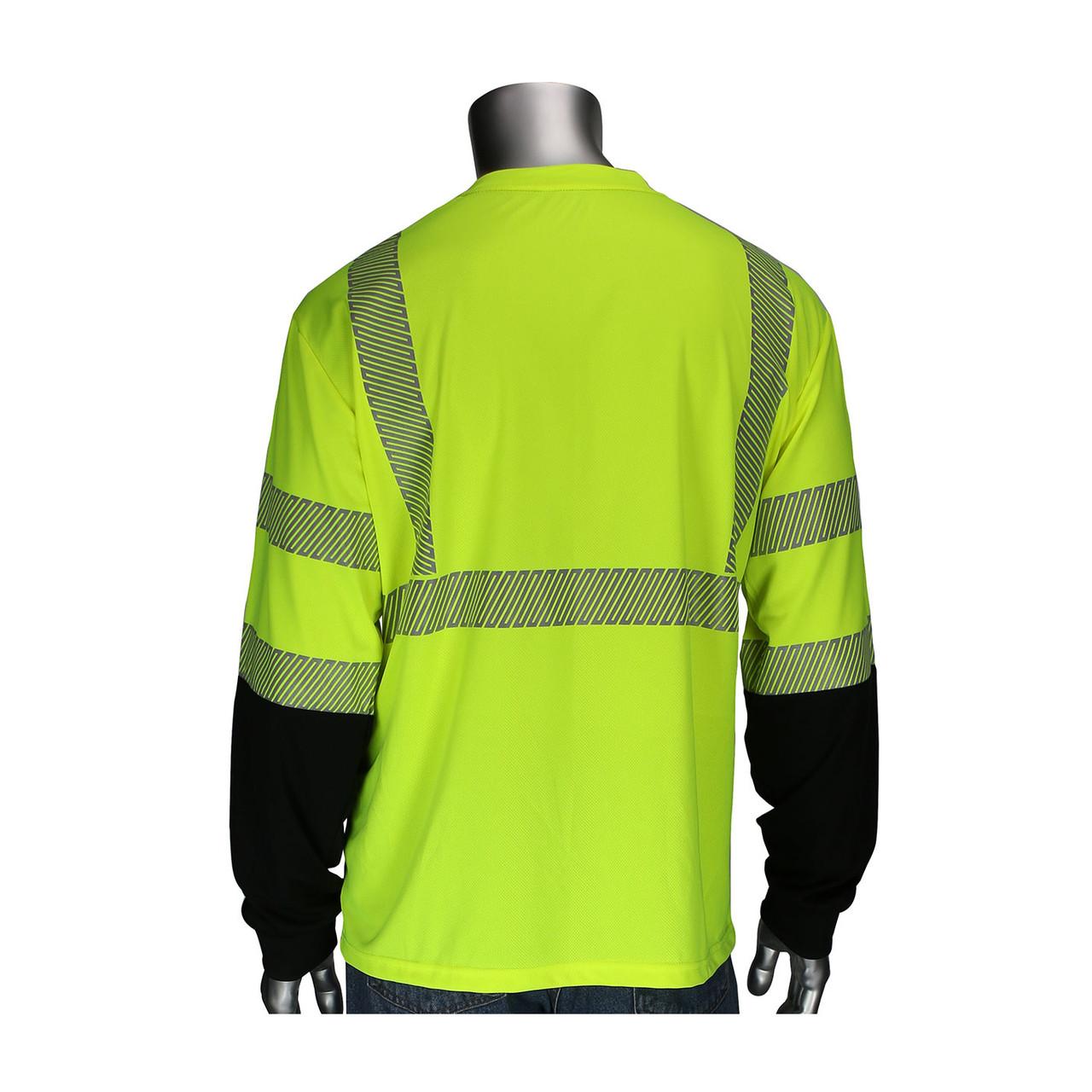 PIP Class 3 Hi Vis Yellow Black Bottom Long Sleeve T-Shirt with ...