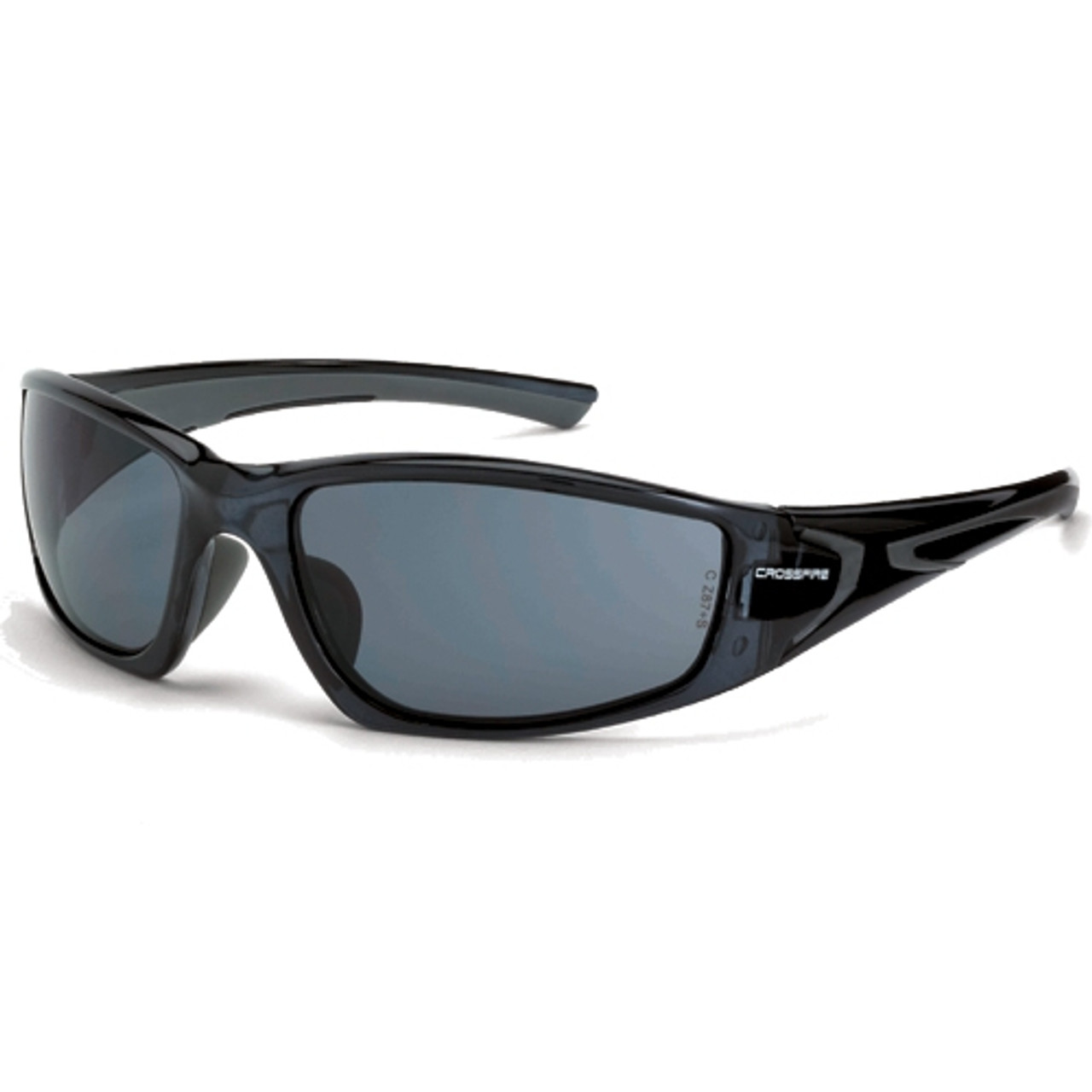 Crossfire Sniper Shiny Black Half-Frame Polarized Safety Glasses 9614 - Box  of 12