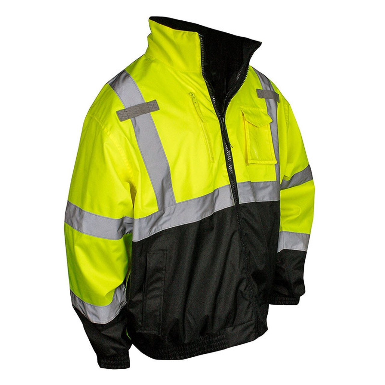 High Visibility Reflective Winter Bomber Jacket, Black Bottom