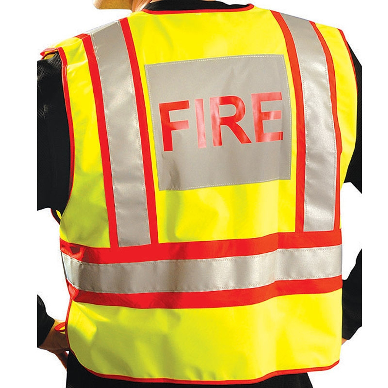 PRINTED FIRE OFFICER HIGH VISIBILITY VEST HI VIS VIZ SAFETY WAISTCOAT RED YELLOW 