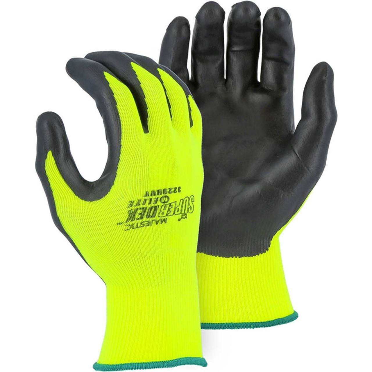 Majestic 3229HVY SuperDex Heavyweight Hi Vis Foam Nitrile Gloves Large