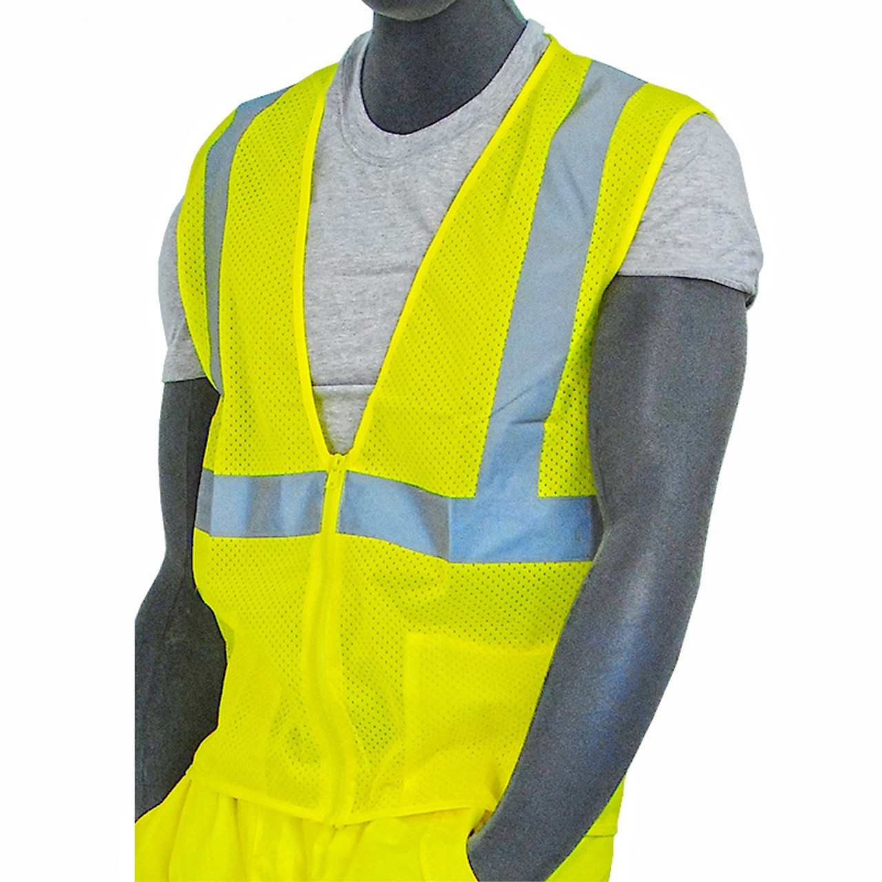 Majestic Class 2 Hi Vis Yellow Zipper Front Mesh Safety Vest 75-3201