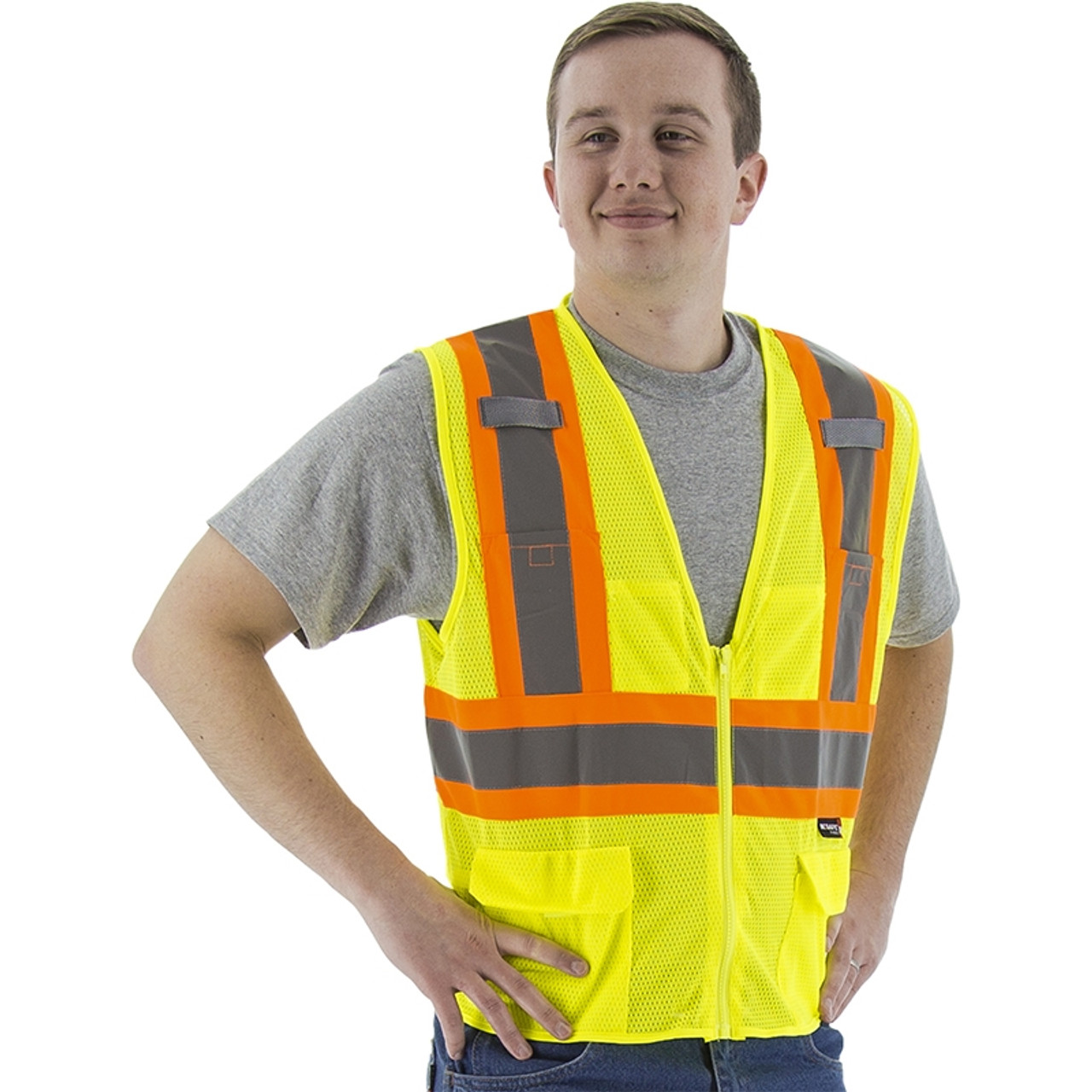 Hi Vis Breakaway Mesh Safety Vest Zip Front Majestic 75-3209