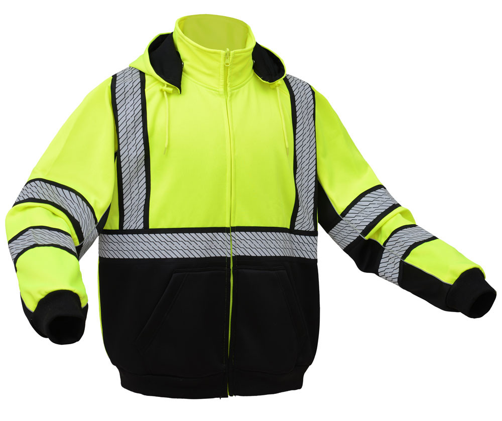 GUSH / ウェアー/M/NVY GSS Class 3 Hi Vis Premium ONYX Lime Zip Up Hooded Sweatshirt 7511