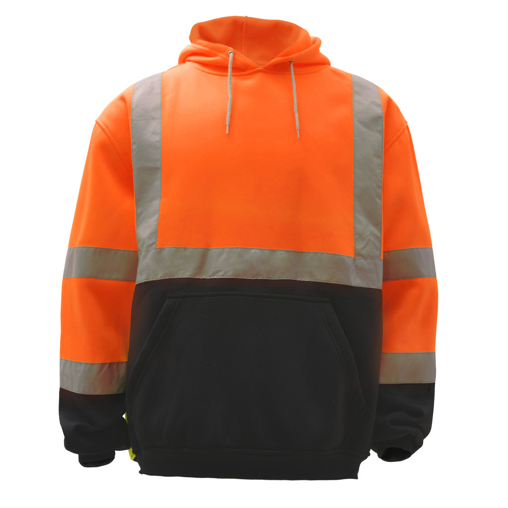 GSS Class Hi Vis Orange Fleece Hooded Black Bottom Sweatshirt 7002