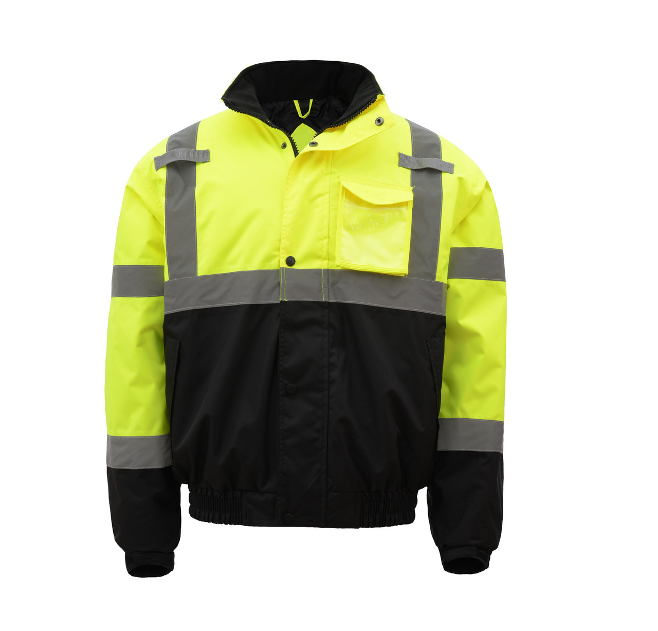 Gss Class 3 Hi Vis Lime Winter Bomber Jacket With Quilt Lining 8001
