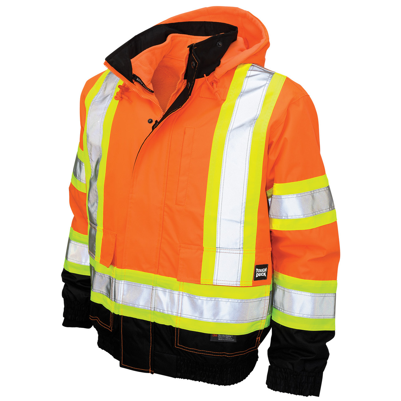 Tough DuckClass 3 Hi Vis X-Back Black Bottom Trim Bomber Jacket S413