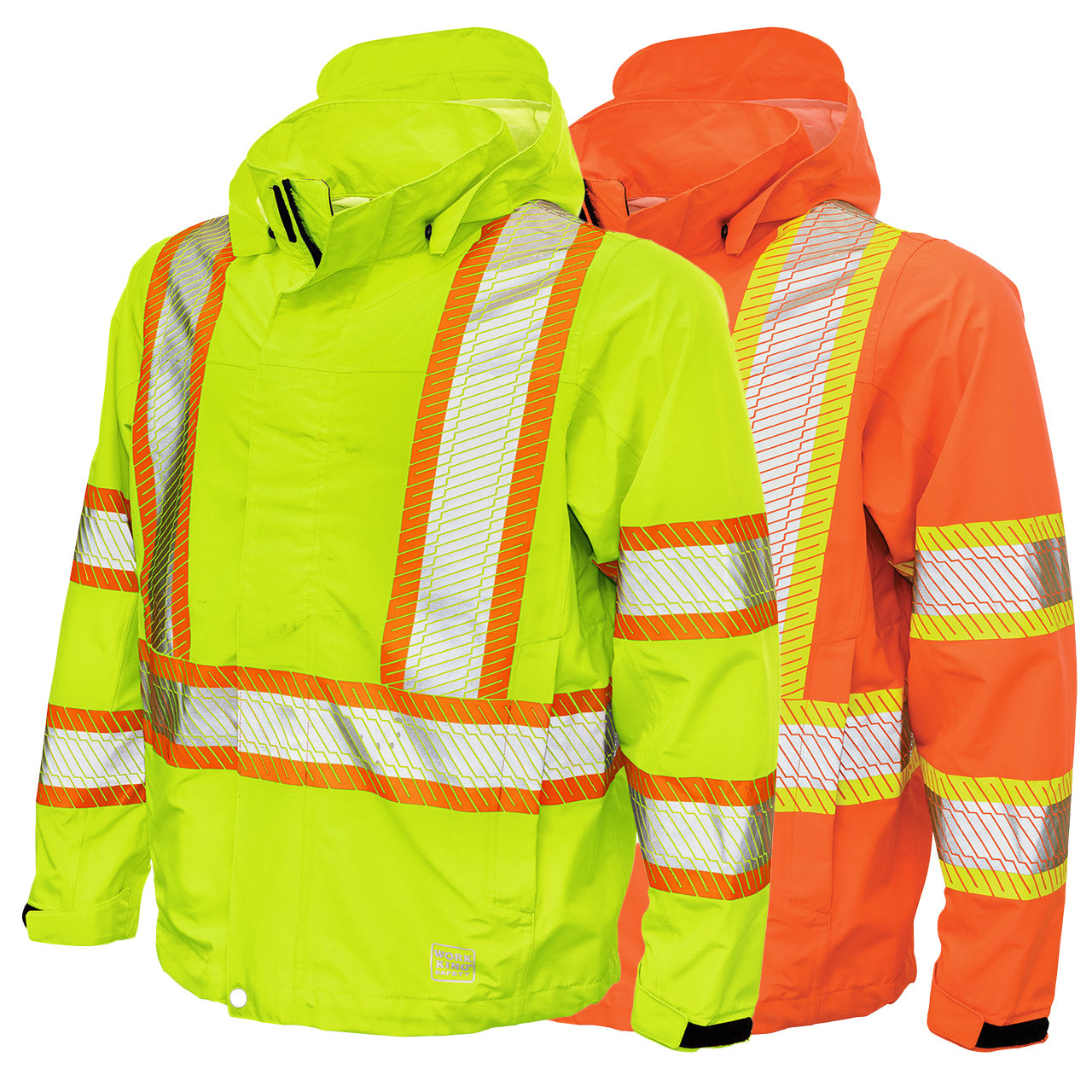 【PERSTEP】22FW★ Long Wavy Fish Tail Jacket Tough Duck Class 3 Hi Vis Segmented Two-Tone X-Back Rain