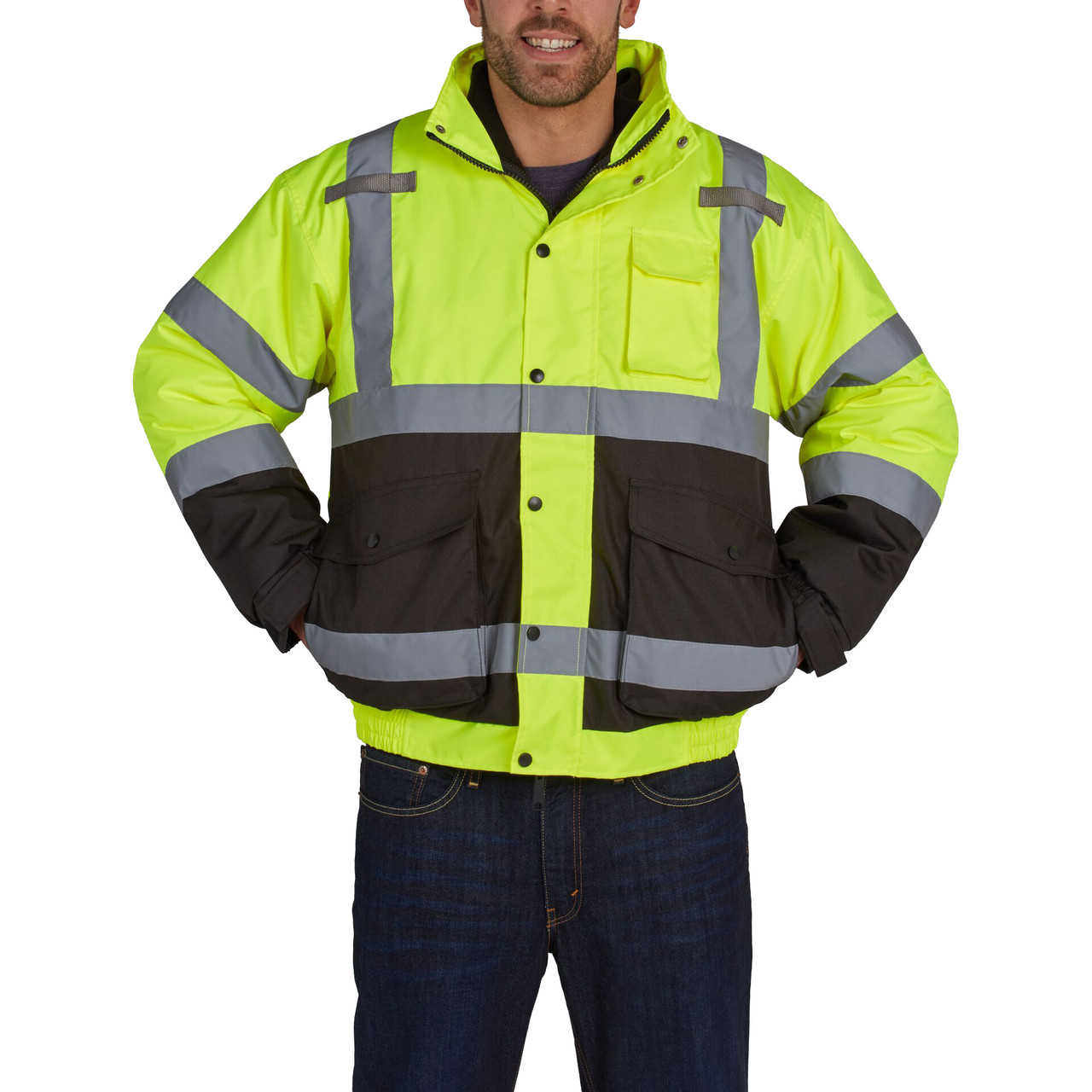 Class3 High Visibility Bomber Jacket with Built-in Liner - 4