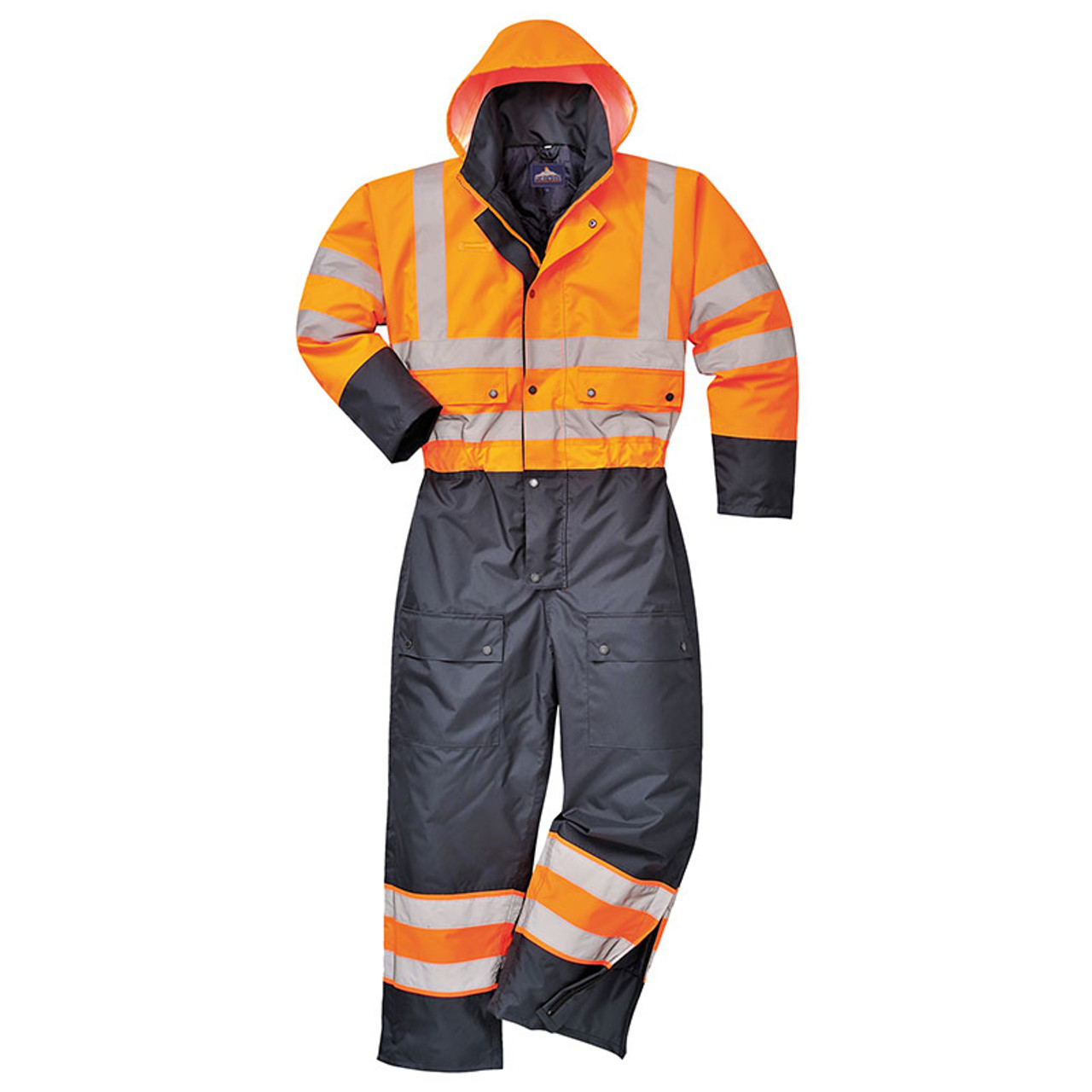 Portwest Hi-Vis Contrast Coverall - Lined S485, Yellow/Navy / 3XL