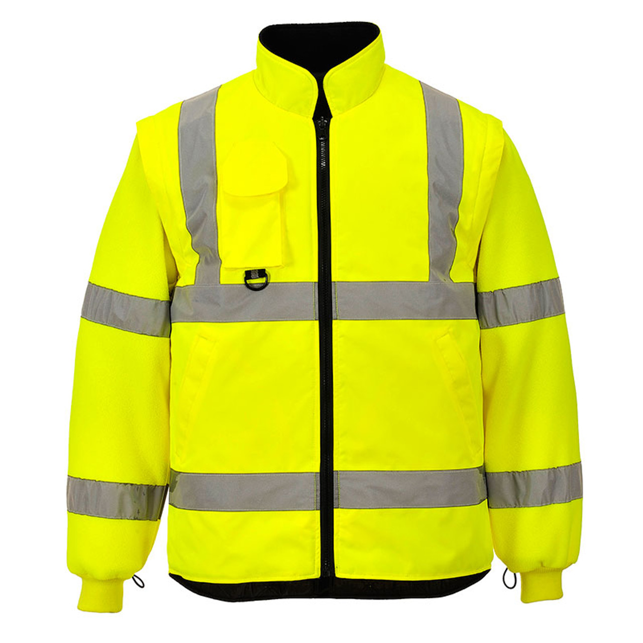 PortWest Class 3 Hi Vis Yellow 7-in-1 Traffic Jacket US427