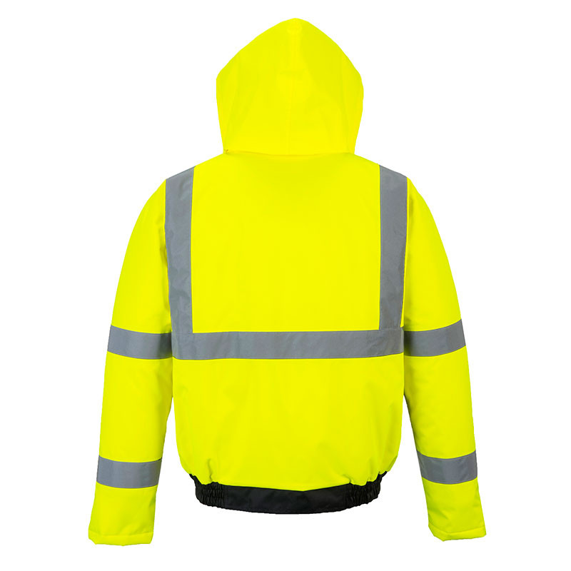 PortWest Class 3 Hi Vis Black Bottom Bomber Jacket US363
