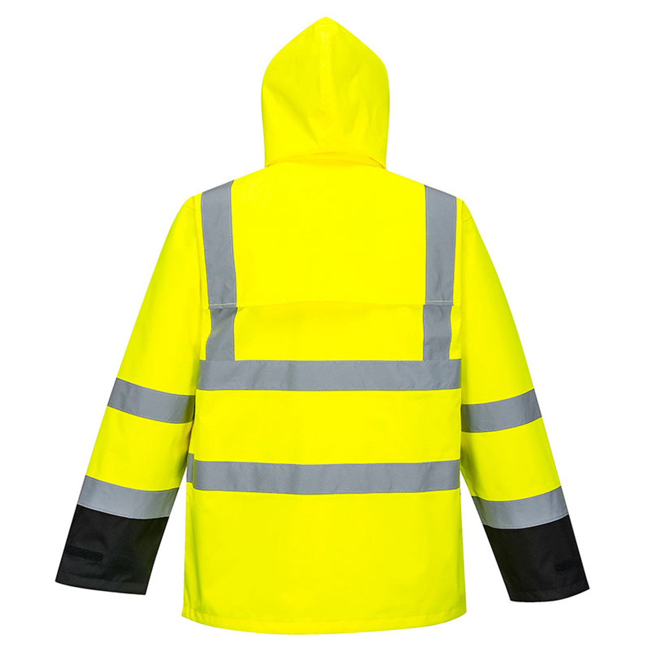 PortWest Class 3 Hi Vis Yellow Black Bottom Rain Jacket US366