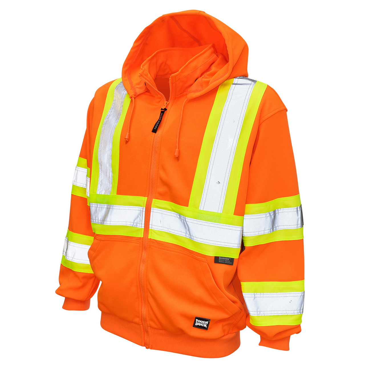 Tough Duck Class 2 X-Back Hi Vis Fluorescent Orange Zip-Up Fleece