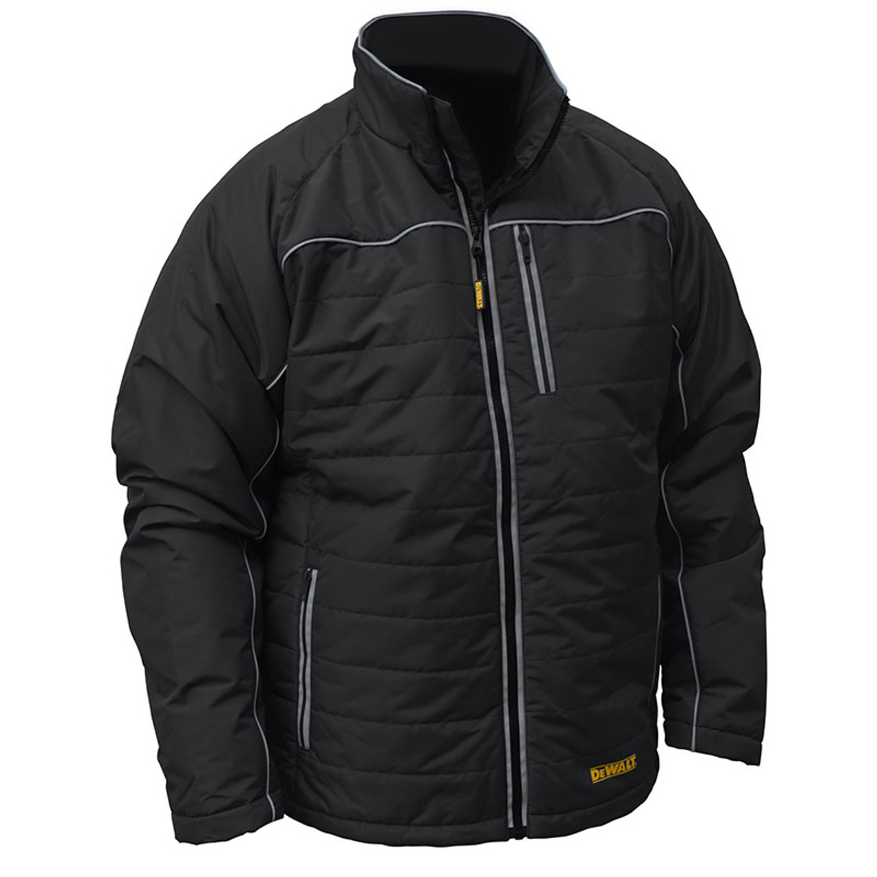 DeWALT Heated Quilted Black Work Jacket with Adapter DCHJ075B