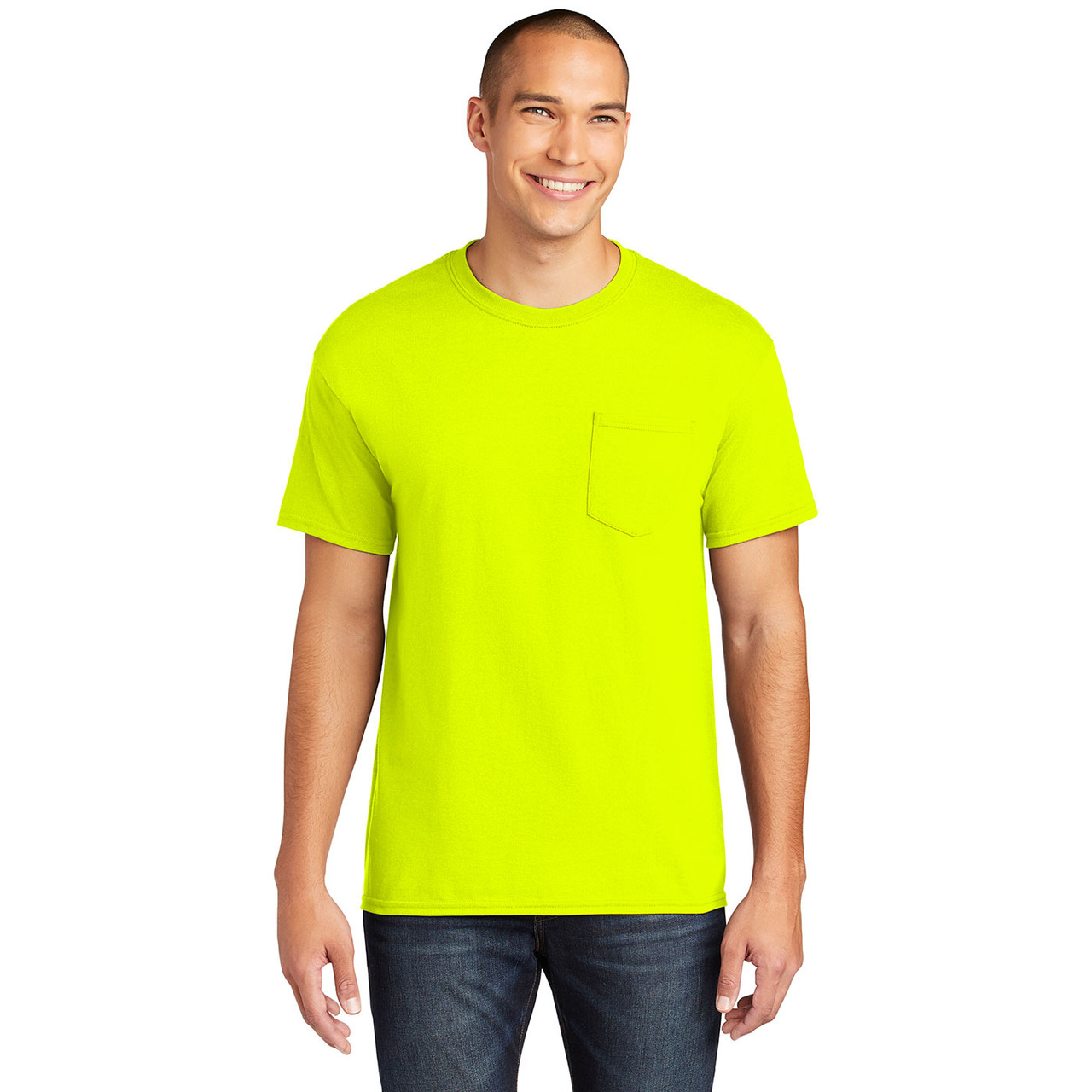 Gildan Enhanced Visibility Ultra Cotton Long Sleeve T-Shirt with Pocket 2410