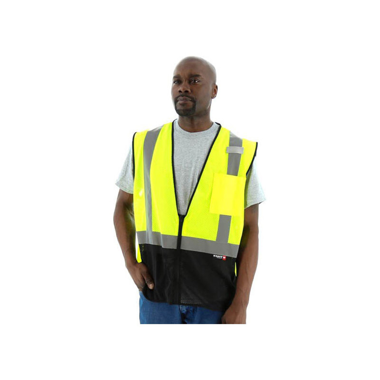 Majestic Class 2 Hi Vis Yellow Black Bottom Mesh Safety Vest 75-3213