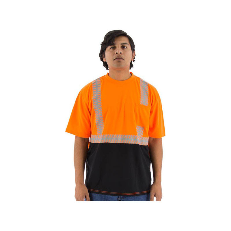 Majestic Class 2 Hi Vis Orange Black Bottom T-Shirt with Chainsaw