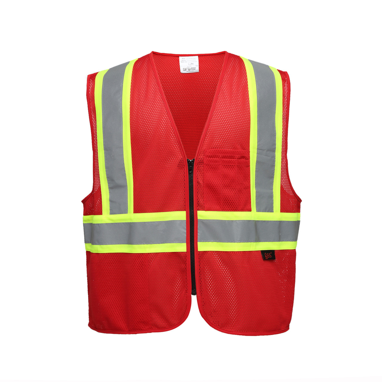 49ERS RED REFLECTIVE SAFETY VEST W/SILVER REFLECTIVE LOGO SIZE.