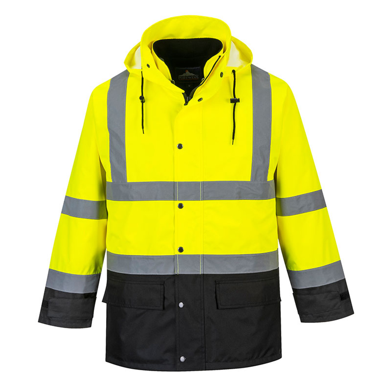 PortWest Class 3 Hi Vis 5-in-1 Executive Jacket Yellow Black US768YBR