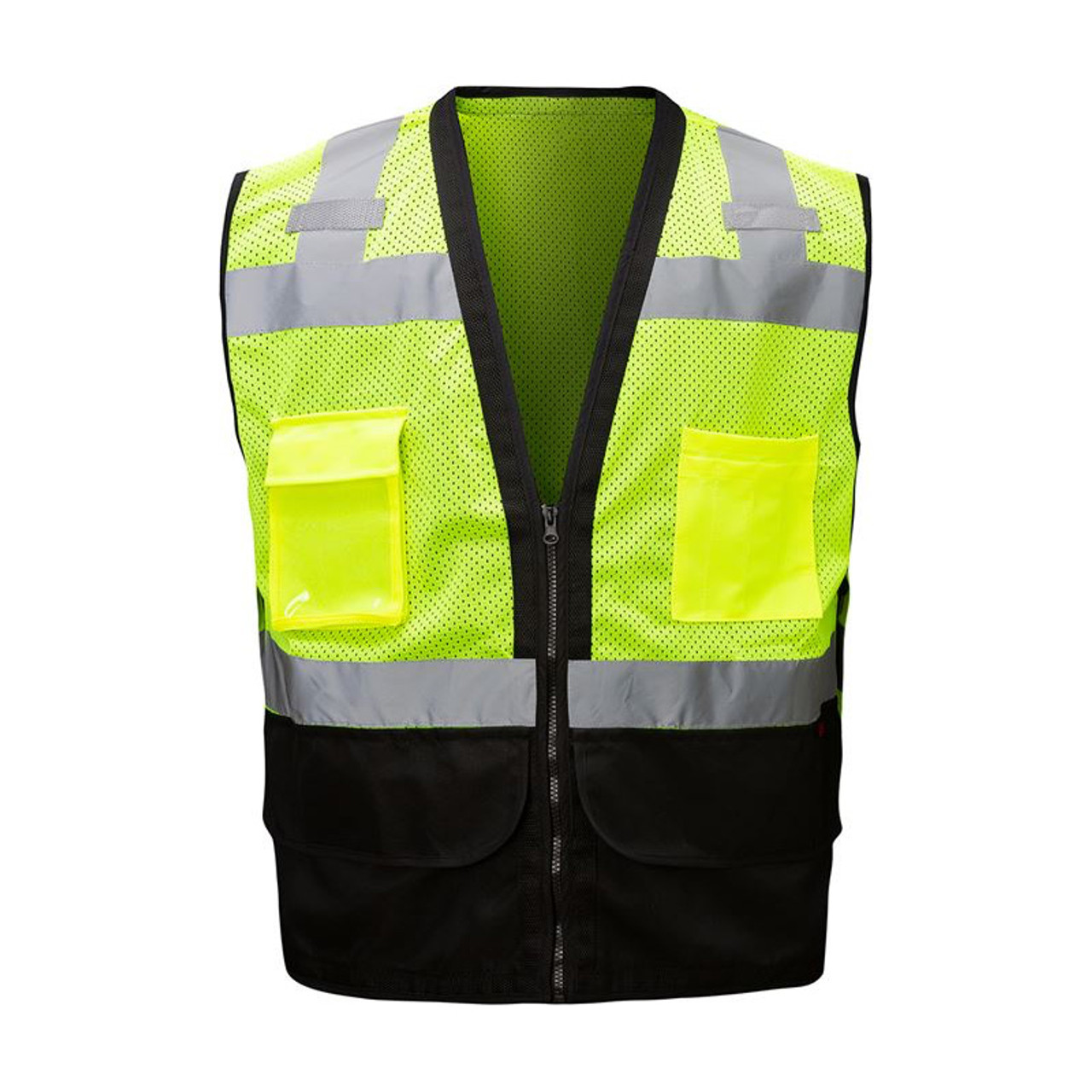 GSS Class 2 Premium Lime Heavy Duty Safety Vest Multi Pockets 1201