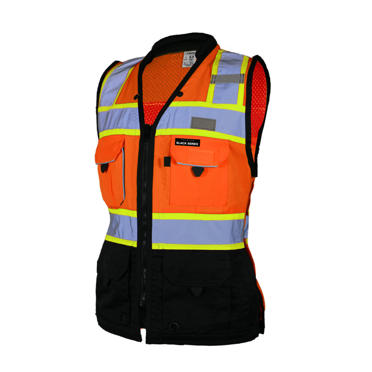 Kishigo Premium Black Series Woman's Heavy Duty Surveyors Vest - S5021 Lime  | S5022 Orange