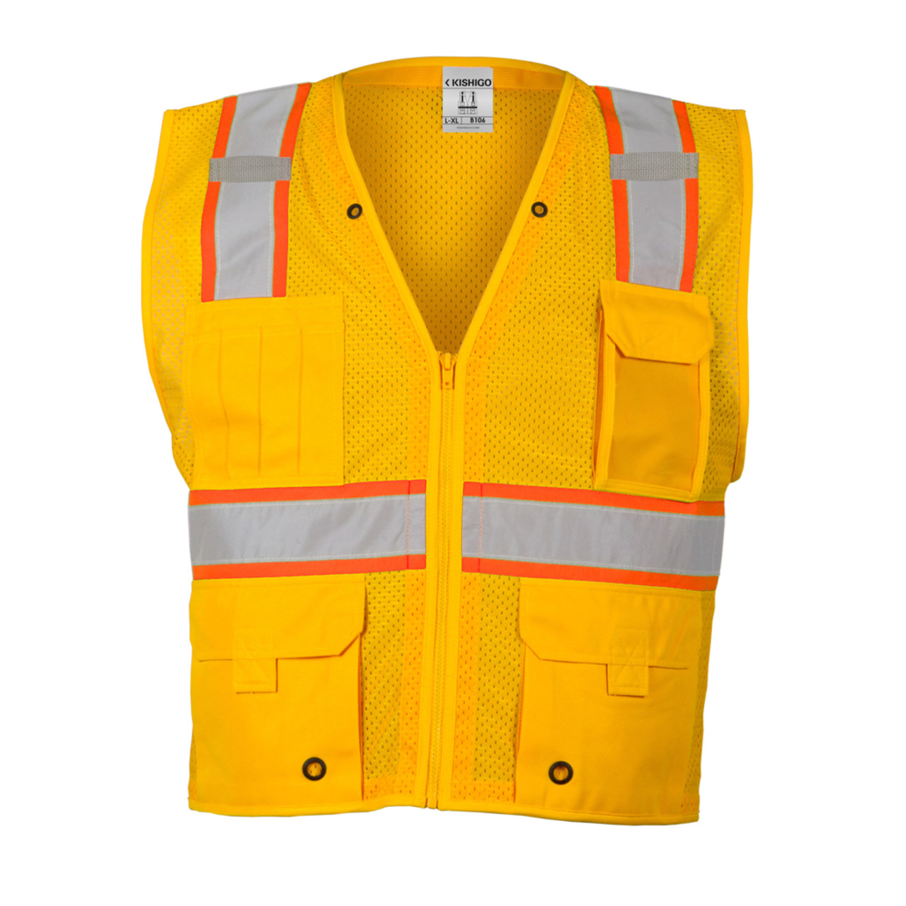 Kishigo Enhanced Visibility Multi Pocket Mesh Vest B100-B111