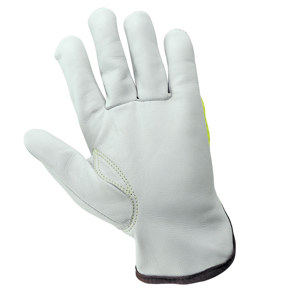 Global Glove Hi Vis Mesh Back Premium Goatskin Leather Palm