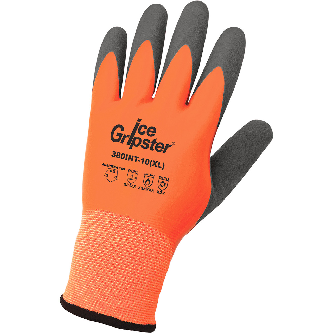 Ice Gripster® Three-Quarter Foam Rubber Coated Palm Hi-Vis Low Temp Gloves  with Cut Abrasion Puncture Dozen 338INT