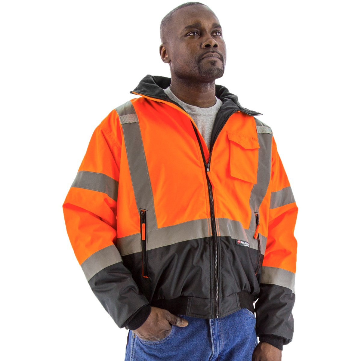 Majestic Class Hi Vis Orange Waterproof Jacket Removable Fleece