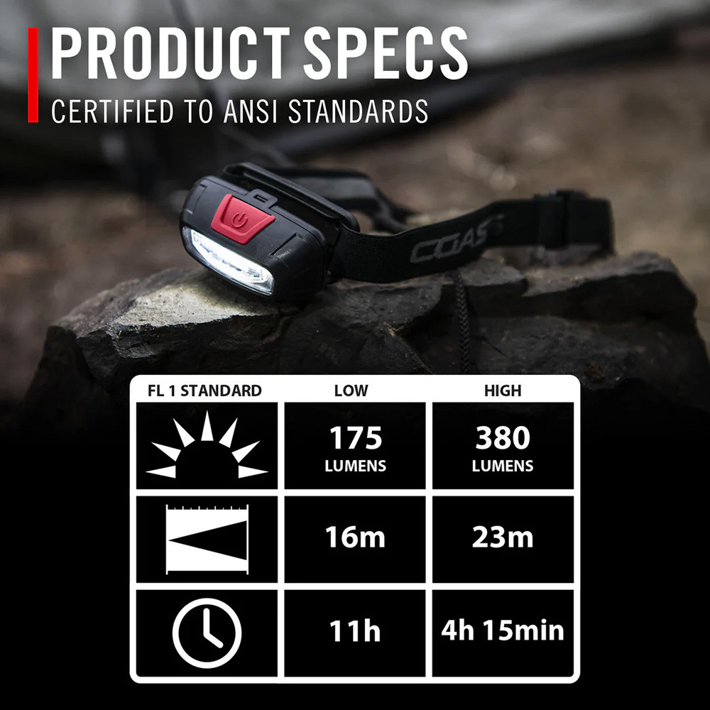 Coast FL13 Headlamp 380 Lumen Dual Color COB Utility Beam 3AAA