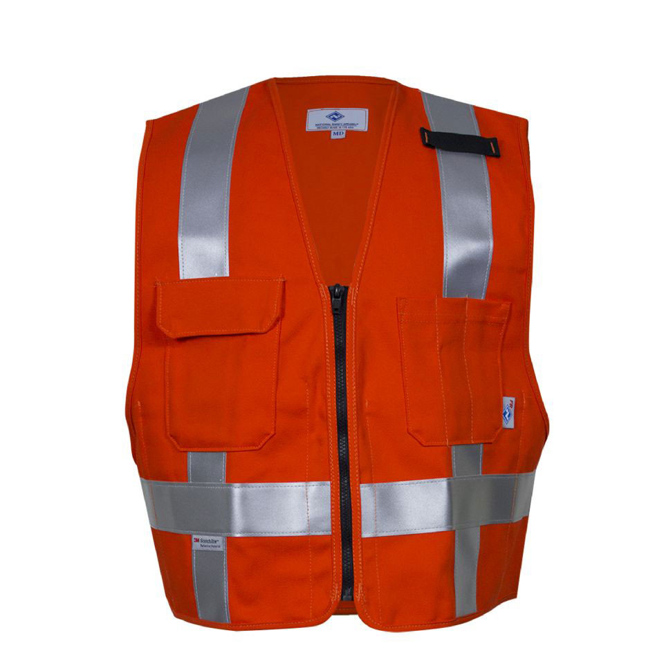 NSA FR NonANSI Hi Vis Orange Electricians Safety Vest VNT99223
