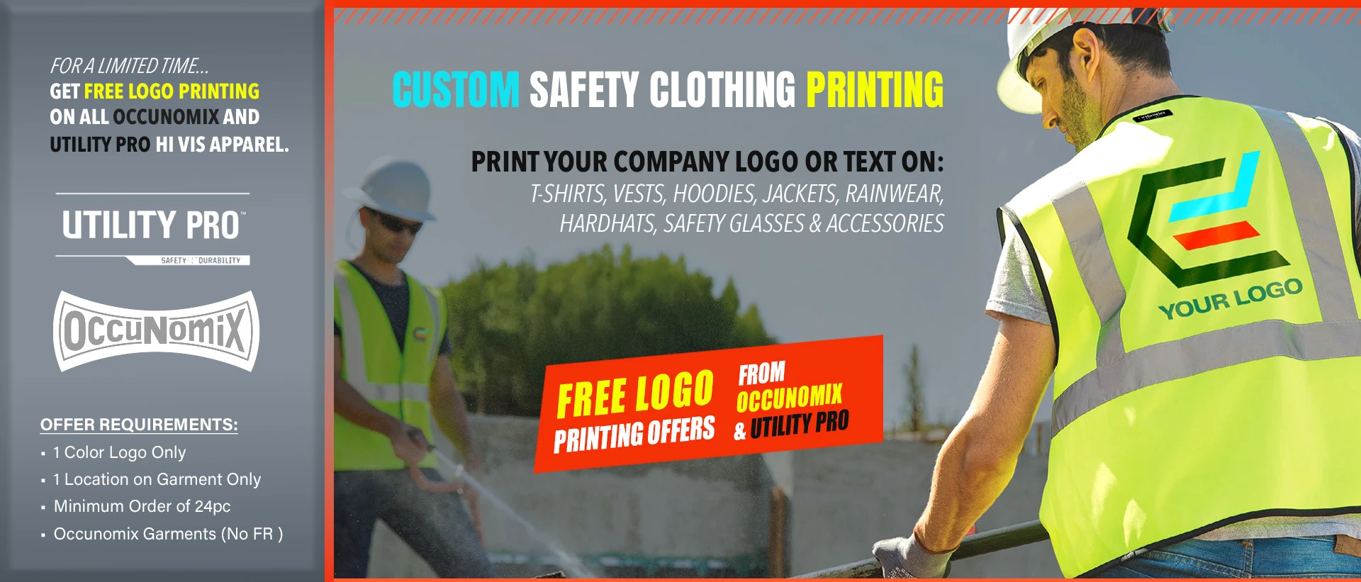 Get free Logo Printing on Occunomix and Utility Pro