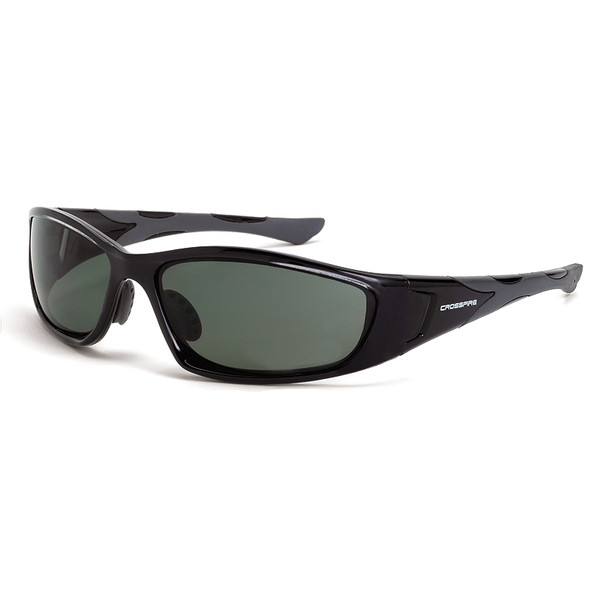 Crossfire Sniper Shiny Black Half-Frame Polarized Safety Glasses