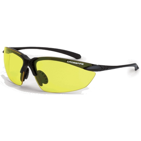 Crossfire Sniper Matte Black Half-Frame Yellow Lens Safety Glasses 925 - Box of 12