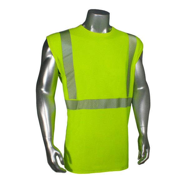 Radians Class 2 Hi Vis Green Moisture Wicking Sleeveless Made in USA T-Shirt LHV-UXTS-NSC2 Front