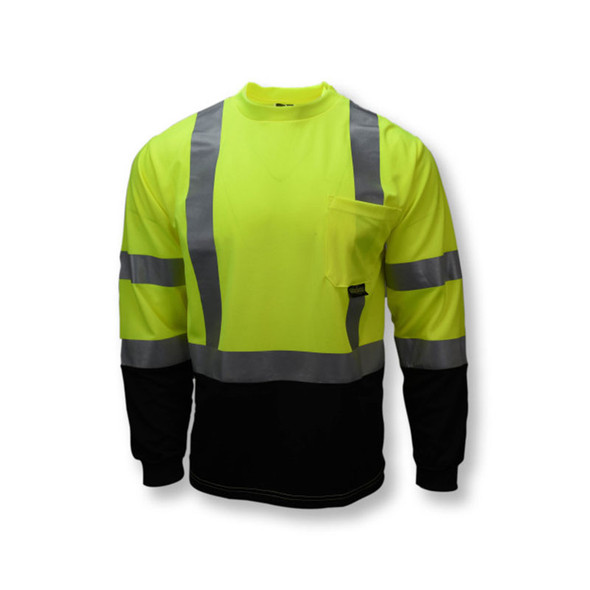 Radians Class 3 Hi Vis Green Black Bottom Long Sleeve T-Shirt ST21B-3PGS Front