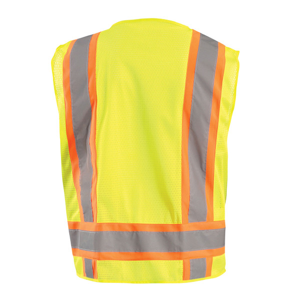 Occunomix Class 2 Hi Vis Two-Tone 10 Pocket Mesh Surveyor Vest ECO-ATRNSM Yellow Back