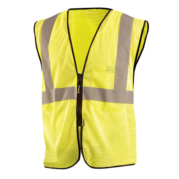 Occunomix Class 2 Hi Vis Economy Mesh Zipper Front Vest ECO-GCZ Yellow Front