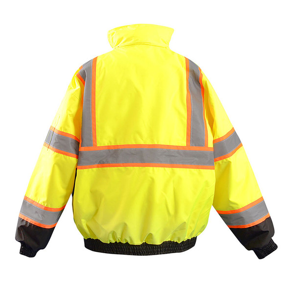 Occunomix Class 3 Hi Vis Yellow Two-Tone Bomber Jacket LUX-350-JB2 Back 