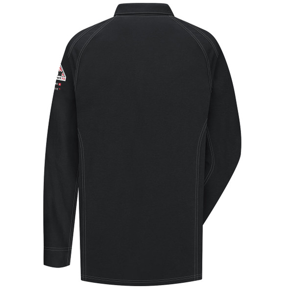 Bulwark FR iQ Series Comfort Knit Long Sleeve Polo QT12 Black Back