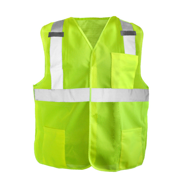 Occunomix Class 2 Hi Vis 5-Point Break-Away Mesh Safety Vest LUX-SSBRPC Yellow Front