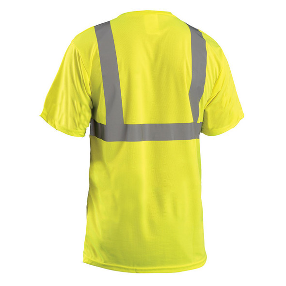 Occunomix Class 2 Hi Vis Moisture Wicking Birdseye T-Shirt with Pocket LUX-SSETP2B Yellow Back