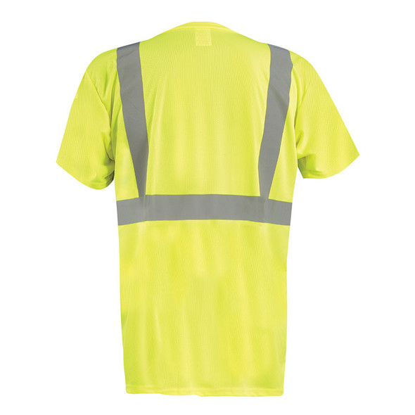 Occunomix Class 2 Hi Vis Black Bottom Moisture Wicking T-Shirt with Pocket LUX-SSETPBK Yellow Back