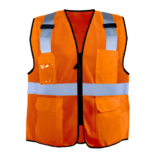 Occunomix Class 2 Hi Vis 12 Pocket Mesh Surveyors Vest LUX-SSGCS Orange Front