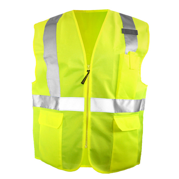 Occunomix Class 2 Hi Vis Yellow Solid Safety Vest LUX-SSGZ Front