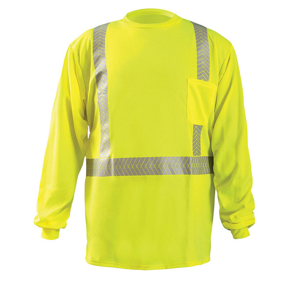 Occunomix Class 2 Hi VIs Long Sleeve T-Shirt with Segmented Tape LUX-TLSP2B Front