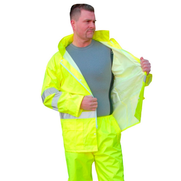 Majestic 2-Piece Hooded Waterproof Rain Suit, Hi-Visibility Yellow, 71 –  BHP Safety Products