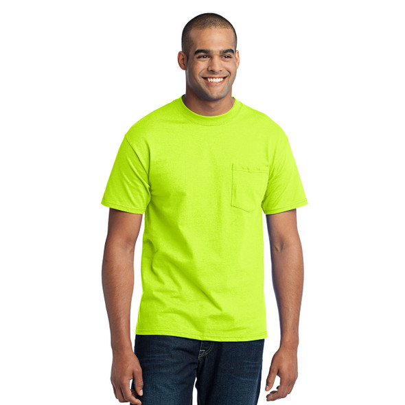 Port and Company Enhanced Visibility T-Shirt With Pocket PC55P Safety Green Front Port and Company Enhanced Visibility T-Shirt With Pocket PC55P Safety Green Front